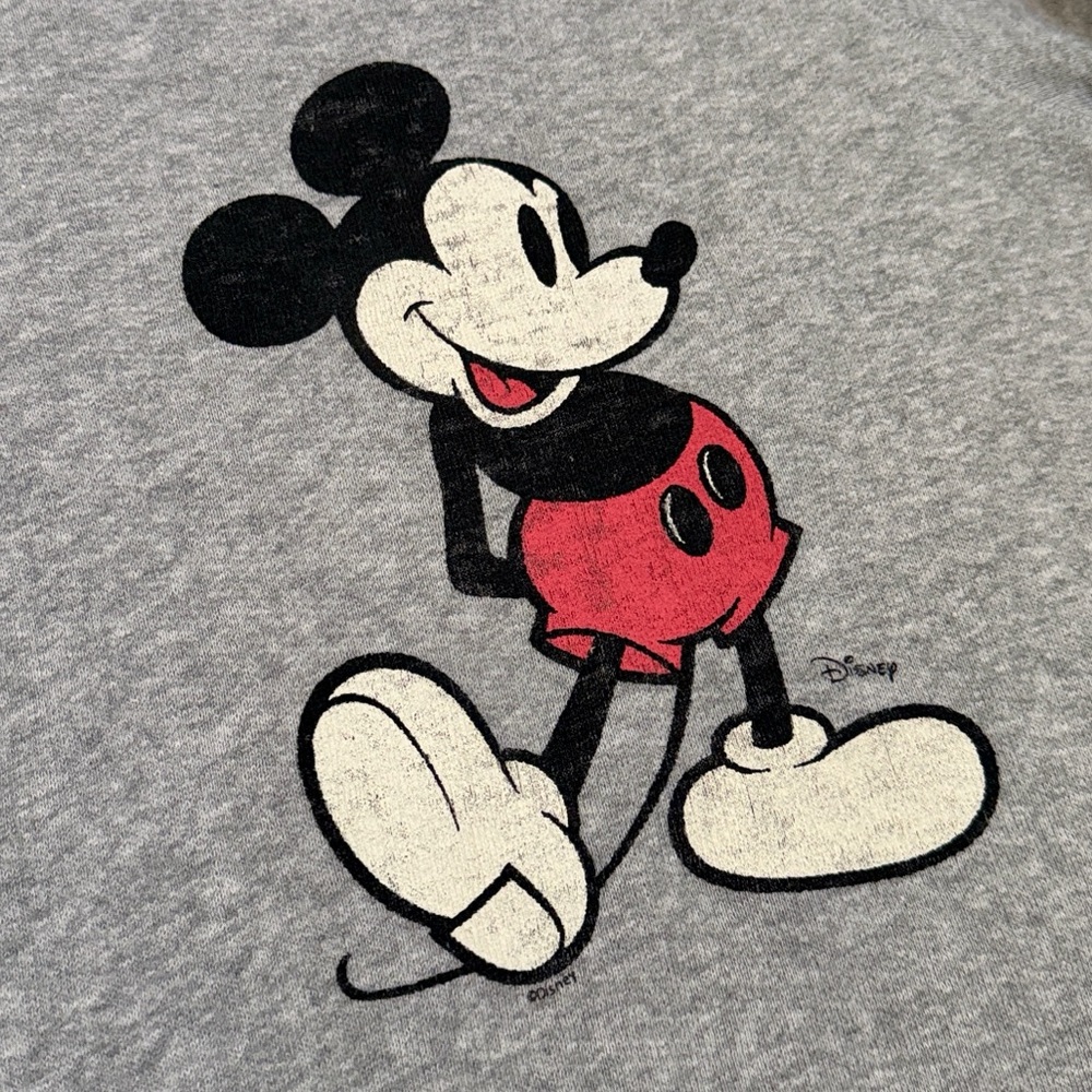 Junk Food Clothing x Disney Kids’ Mickey Raglan Fleece Heather Grey Sweatshirt—S - Picture 4 of 11